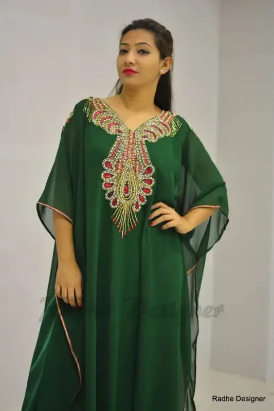 Picture of Radhe Designer Multicolor Georgette Kaftan Dress for Women - Y448