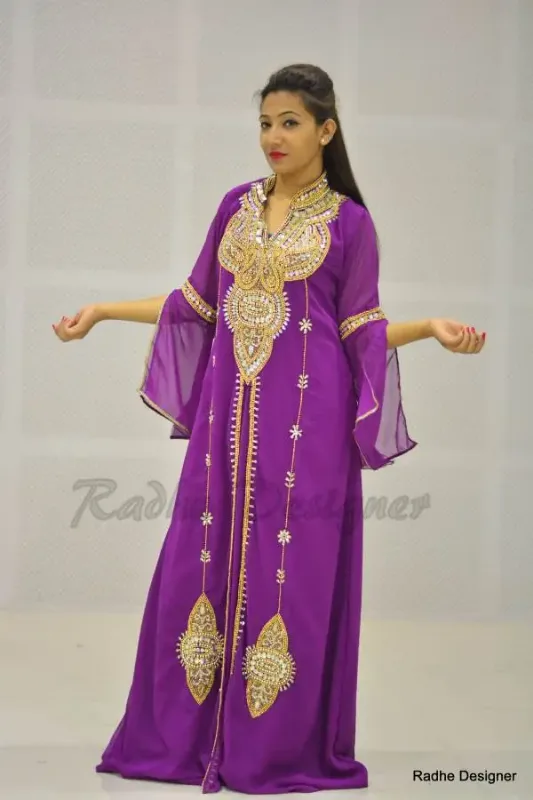 Picture of Radhe Designer White Georgette Kaftan Dress for Women - Y461