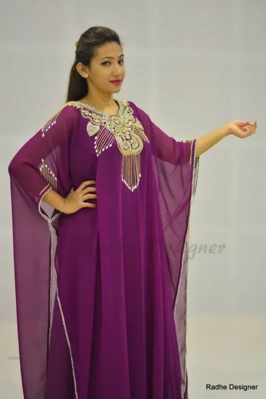 Picture of Radhe Designer Multicolor Georgette Kaftan Dress for Women - Y489