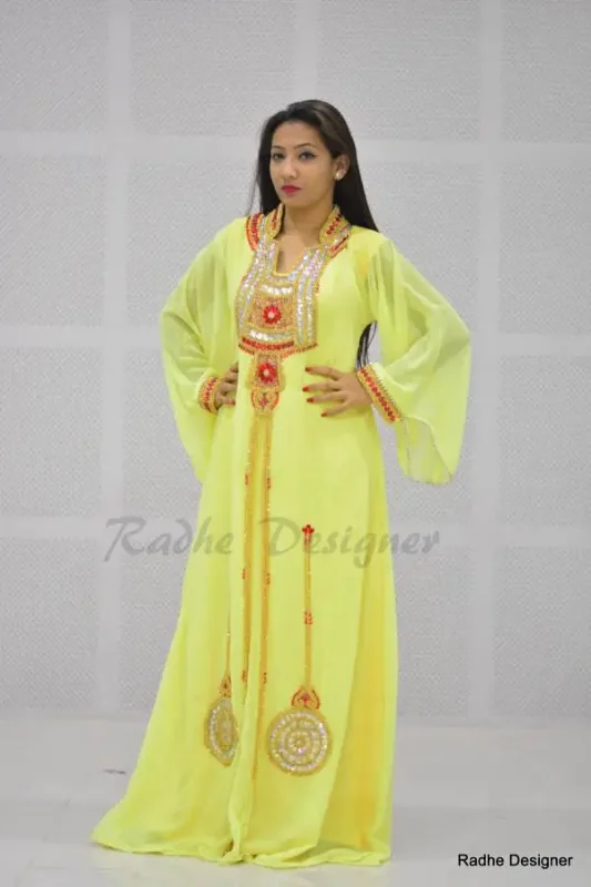 Picture of Radhe Designer White Georgette Kaftan Dress for Women - Y569