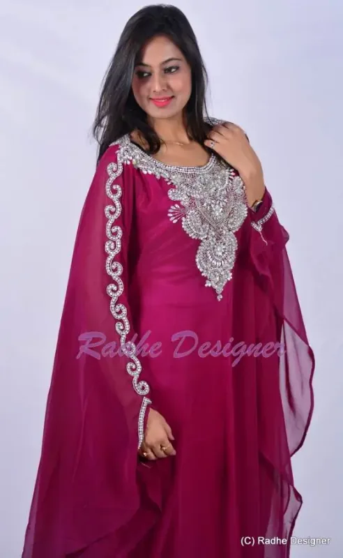 Picture of Radhe Designer Black Georgette Kaftan Dress for Women - Y1108
