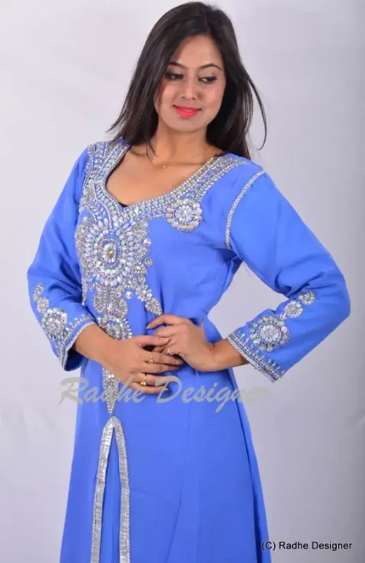 Picture of Radhe Designer White Georgette Kaftan Dress for Women - Y716