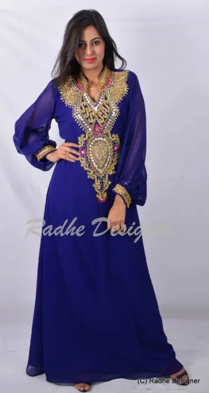 Picture of Radhe Designer Black Georgette Kaftan Dress for Women - Y821