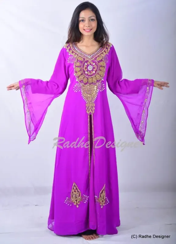 Picture of Radhe Designer White Georgette Kaftan Dress for Women - Y977