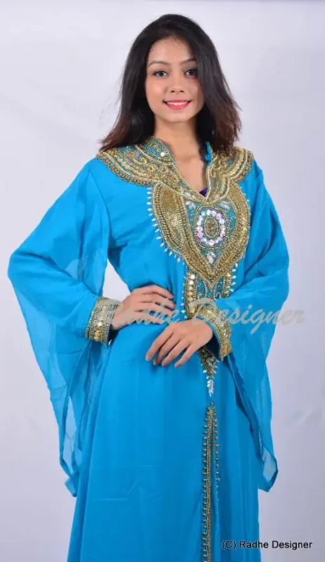 Picture of Radhe Designer Multicolor Georgette Kaftan Dress for Women - Y732