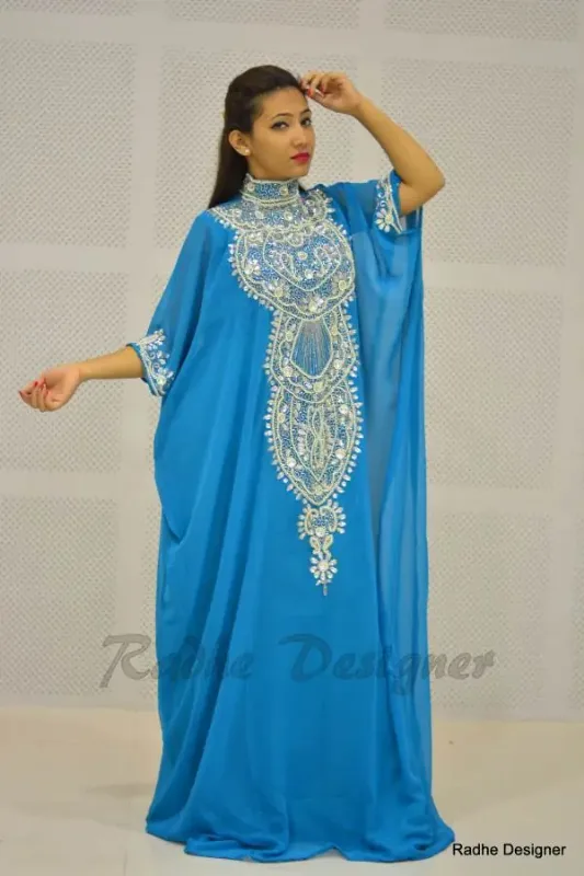 Picture of Radhe Designer Yellow Georgette Kaftan Dress for Women - Y544