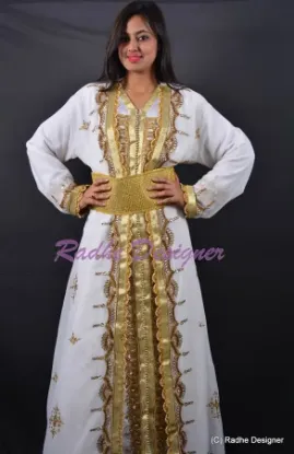 Picture of elegant moroccan kaftan cut work hand embroidery khalee