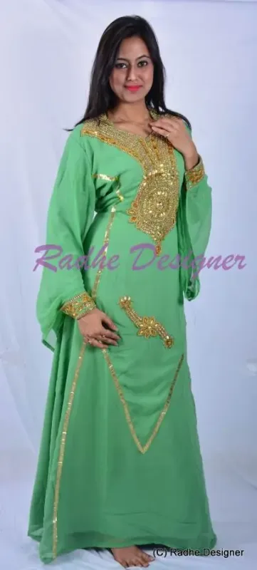 Picture of Radhe Designer White Georgette Kaftan Dress for Women - Y280