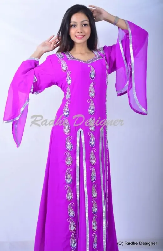 Picture of Radhe Designer White Georgette Kaftan Dress for Women - Y1039