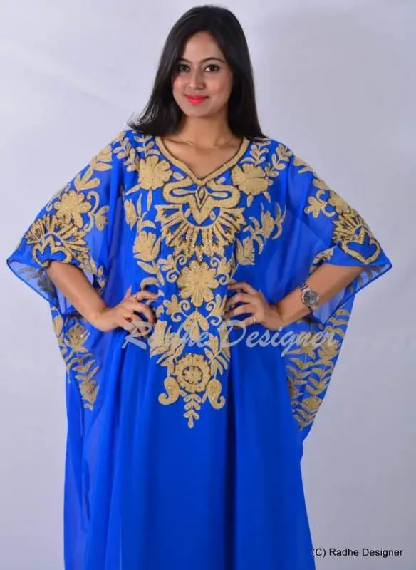 Picture of Radhe Designer White Georgette Kaftan Dress for Women - Y954