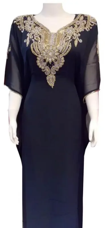 Picture of Radhe Designer Black Georgette Kaftan Dress for Women - F9259