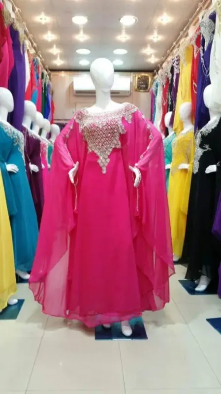 Picture of Purple Georgette Farasha Dress for Women - Panelled Modern Party Style