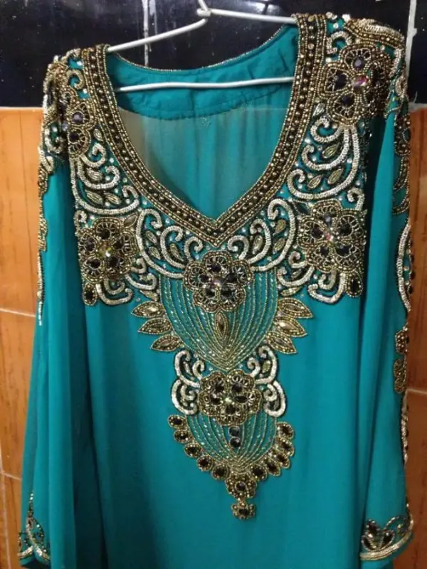 Picture of Multicolor Georgette Farasha Dress for Women - Thread Work Modern Ethnic Look