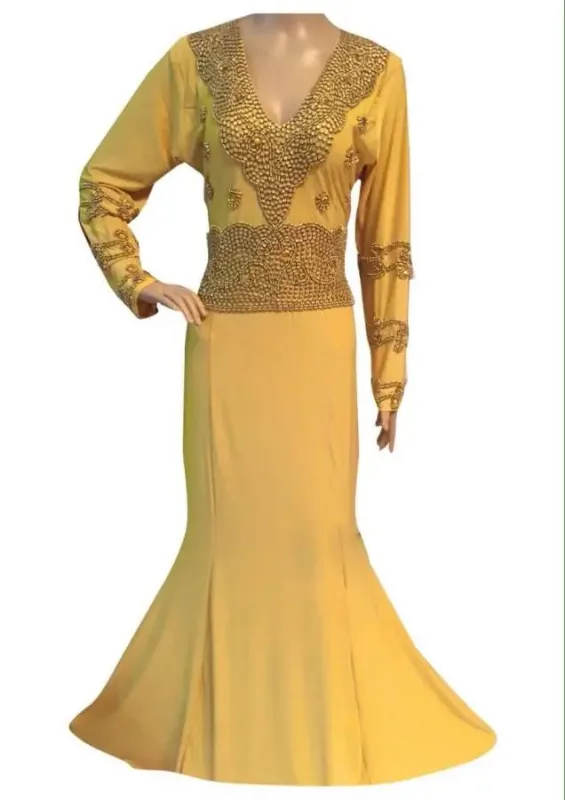 Picture of Multicolor Georgette Farasha Dress for Women - Mirror Work Gathered Waist Style