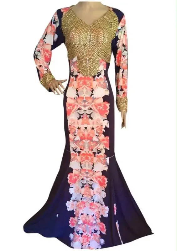 Picture of Black Georgette Farasha Dress for Women - Plain Designer Inspired Look