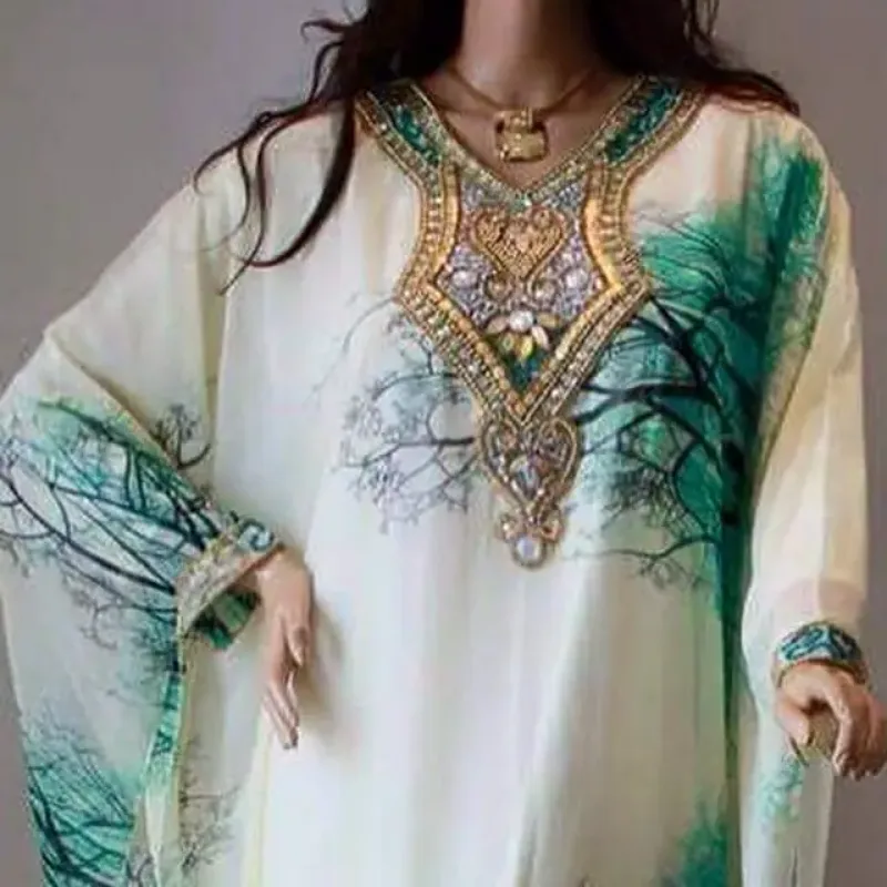 Picture of Multicolor Georgette Farasha Dress for Women - Printed Daily Occasion Style