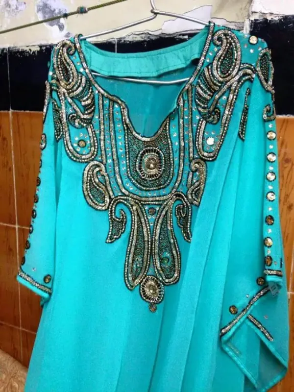 Picture of Black Georgette Farasha Dress for Women - Solid Modest Occasion Style