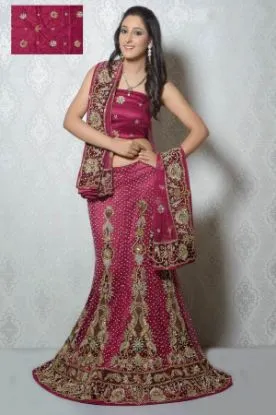 Picture of indian bollywood wedding designer silk bridal lehenga ,