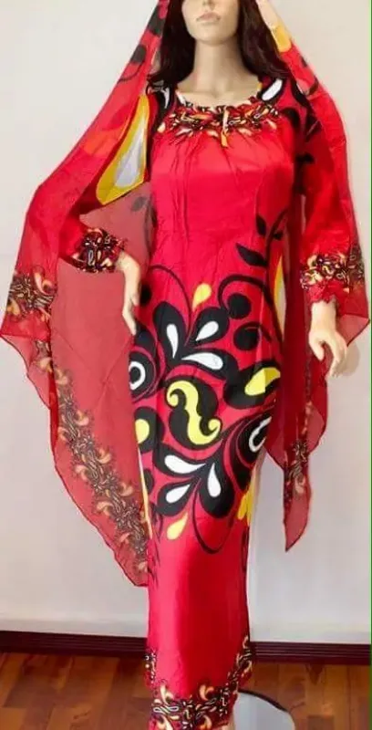 Picture of Multicolor Georgette Farasha Dress for Women - Panelled Modest Occasion Style