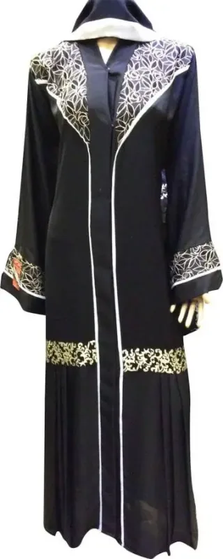 Picture of Black Georgette Kaftan Dress for Women - Geometric Print Soft Flowing Style