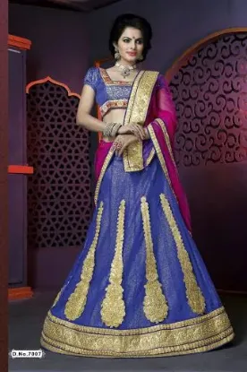 Picture of lehenga choli partywear indian designer wedding dress ,