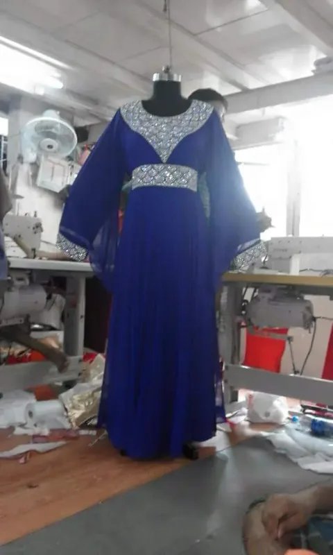 Picture of Multicolor Georgette Farasha Dress for Women - Solid Chic Modest Style