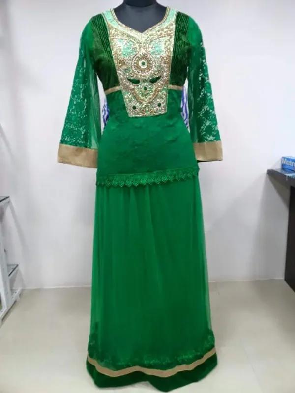 Picture of Multicolor Georgette Farasha Dress for Women - Embroidered Festive Wear Look