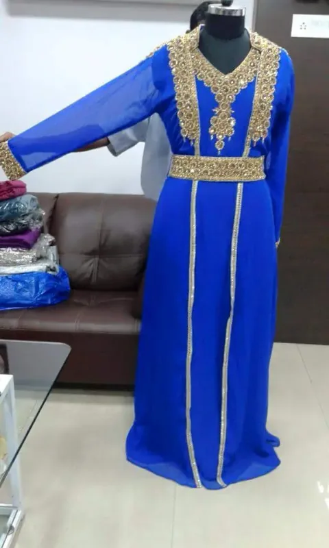 Picture of Multicolor Georgette Farasha Dress for Women - Embroidered Evening Wear Look