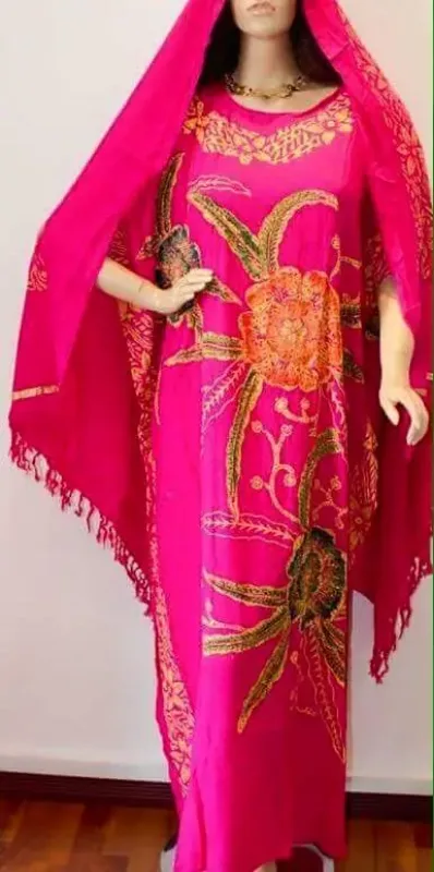 Picture of Yellow Georgette Farasha Dress for Women - Beaded Contemporary Ethnic Style