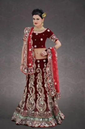 Picture of latest pakistani bridal lehengas with beach dress,velve