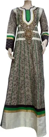 Picture of evening dress with feathers,kaftano o caftano,abaya,ji,