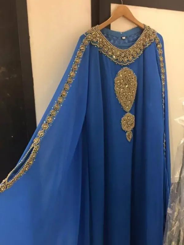 Picture of Multicolor Georgette Farasha Dress for Women - Thread Work Classic Evening Style