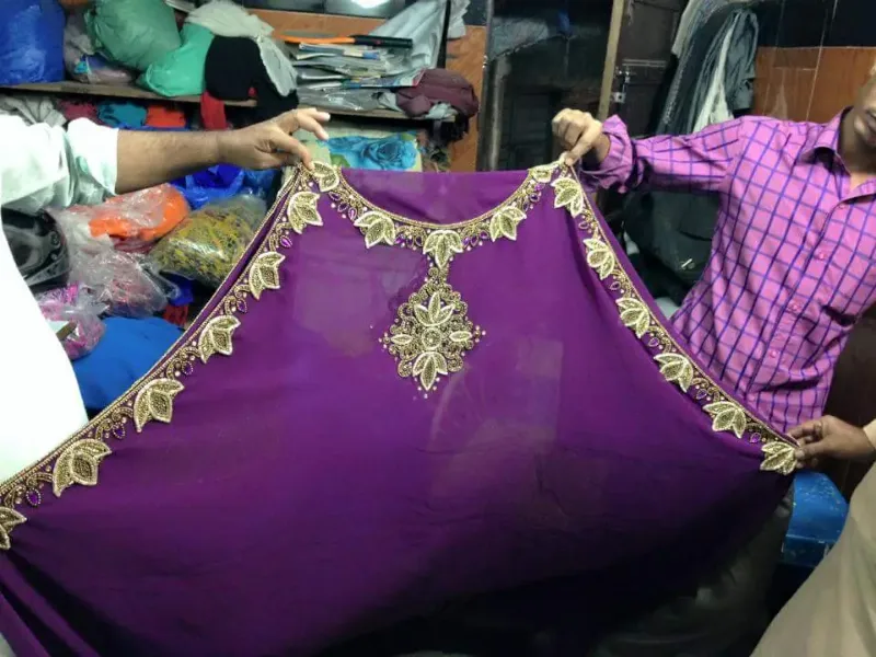 Picture of Purple Georgette Farasha Dress for Women - Paisley Print Comfort Fit Style