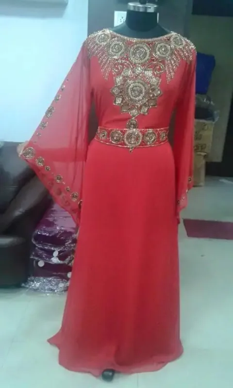 Picture of Pink Cotton Farasha Dress for Women - Printed Printed Style