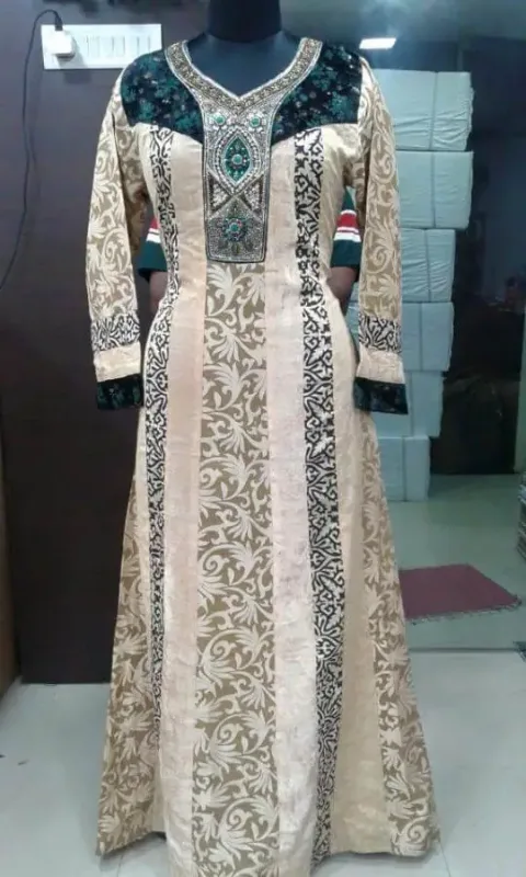 Picture of Black Georgette Farasha Dress for Women - Embroidered Flared Hem Style