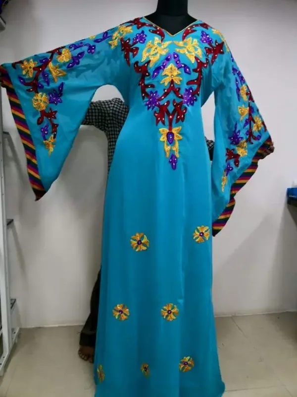 Picture of Multicolor Georgette Farasha Dress for Women - Layered Soft Flowing Style