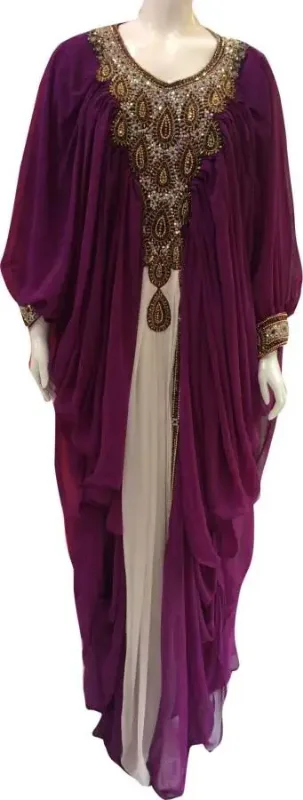 Picture of Radhe Designer White Georgette Kaftan Dress for Women - F5048