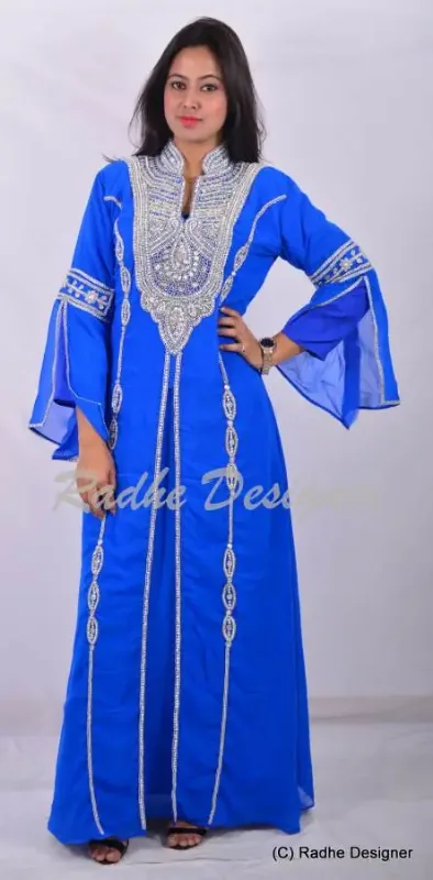Picture of Radhe Designer White Georgette Kaftan Dress for Women - Y756