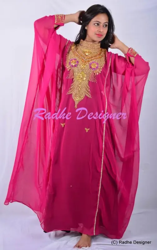 Picture of Radhe Designer White Georgette Kaftan Dress for Women - Y172
