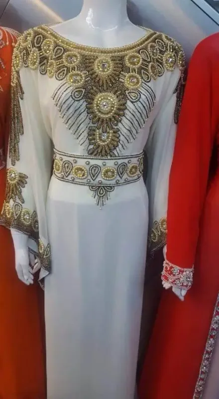 Picture of Radhe Designer White Georgette Kaftan Dress for Women - F1355