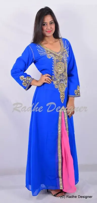 Picture of Radhe Designer Yellow Georgette Kaftan Dress for Women - Y663