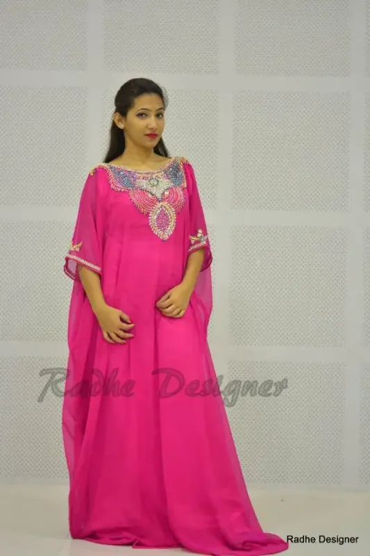 Picture of Radhe Designer Yellow Georgette Kaftan Dress for Women - Y493