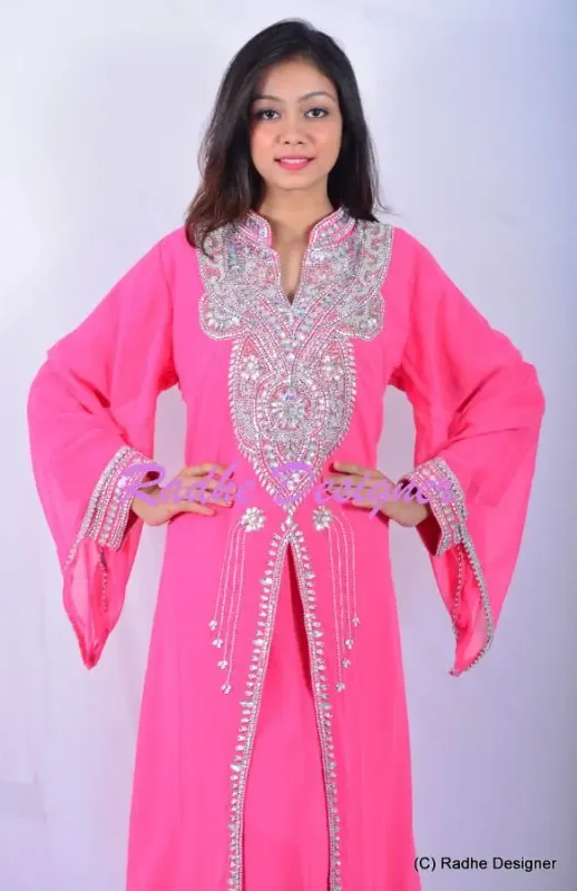 Picture of Radhe Designer Pink Cotton Kaftan Dress for Women - Y191