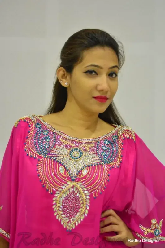 Picture of Radhe Designer White Georgette Kaftan Dress for Women - Y495