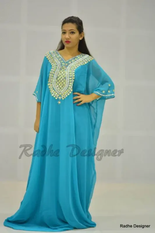 Picture of Radhe Designer Yellow Georgette Kaftan Dress for Women - Y527