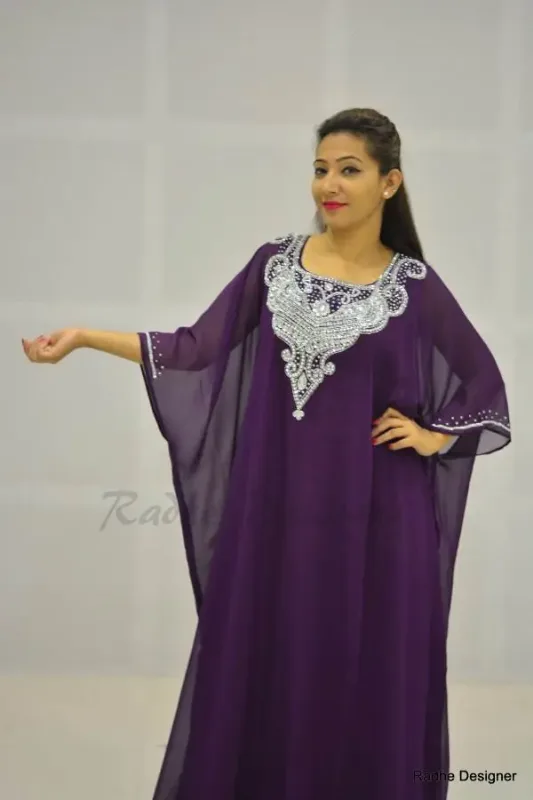 Picture of Radhe Designer White Georgette Kaftan Dress for Women - Y529