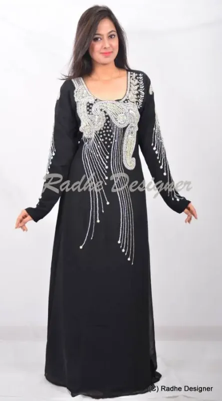 Picture of Radhe Designer Black Georgette Kaftan Dress for Women - Y288