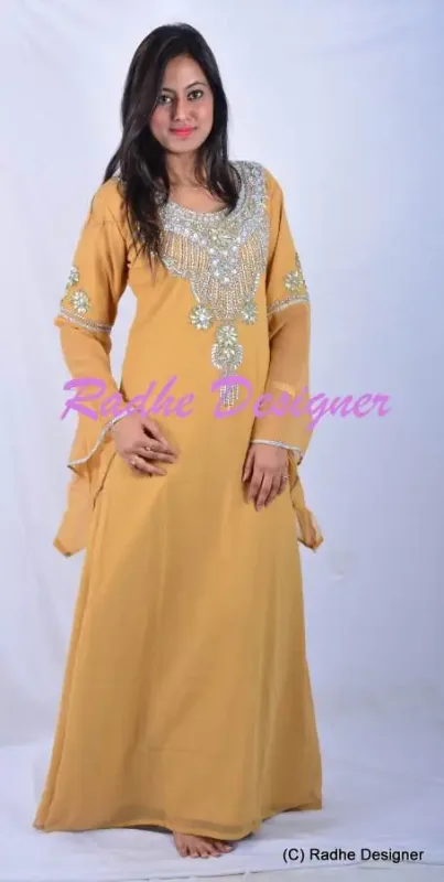 Picture of Radhe Designer White Georgette Kaftan Dress for Women - Y212