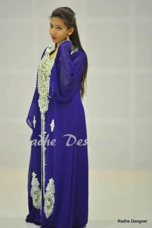 Picture of Radhe Designer White Georgette Kaftan Dress for Women - Y416