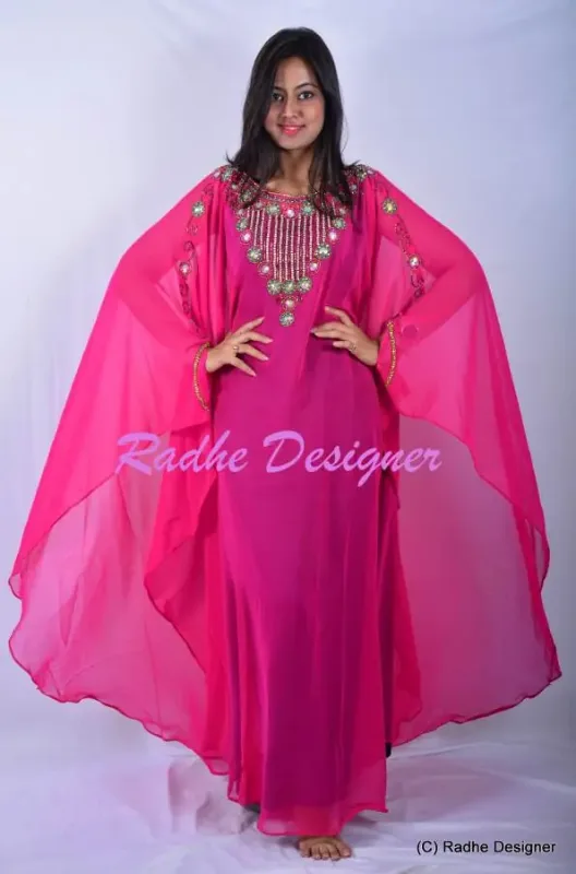 Picture of Radhe Designer Yellow Georgette Kaftan Dress for Women - Y238